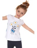 Girls\' blouse with flowers, white NDZ8157 - Online store - Boutique